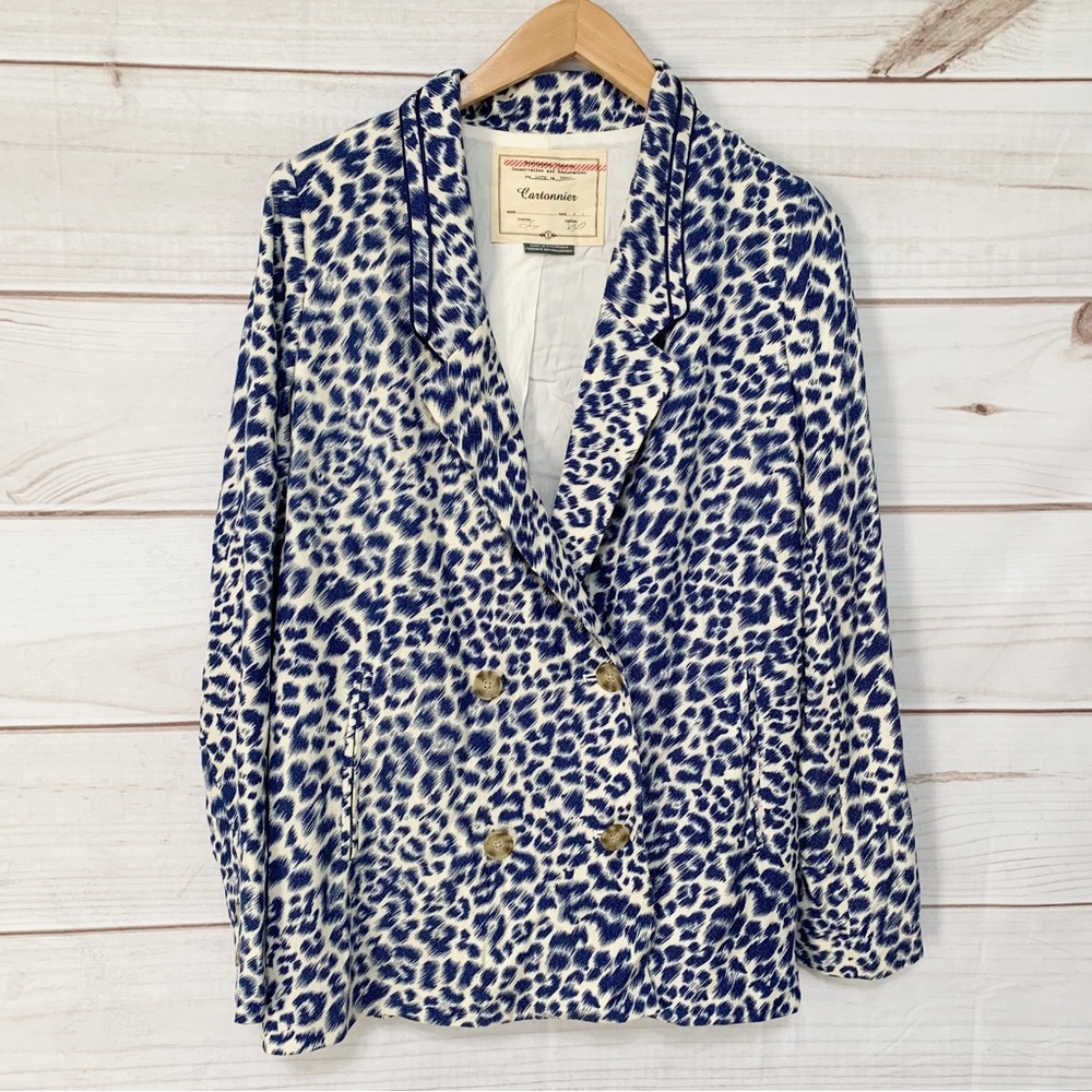 Cartonnier Leopard Limpopo Blazer Jacket Blue Size Small